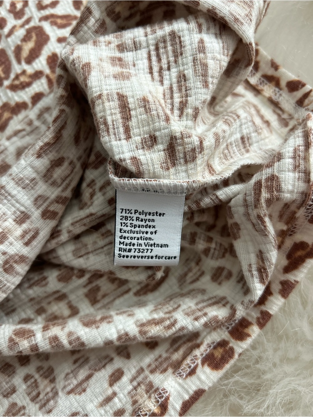 Nine West Brown and Cream Leopard-Print shoulder ruffle Short Sleeve Top - Picture 7 of 7